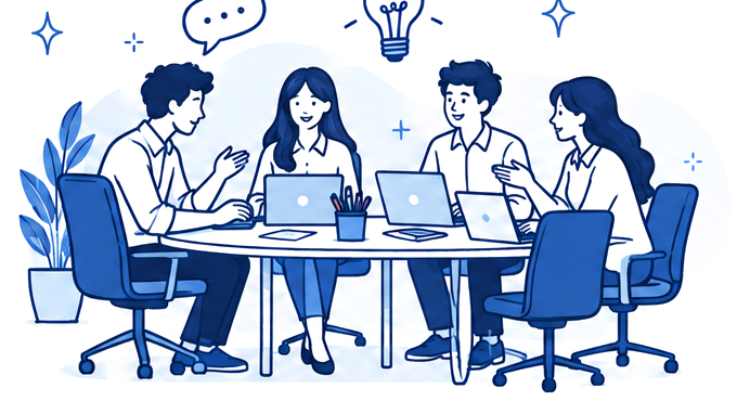 Team meeting around a table